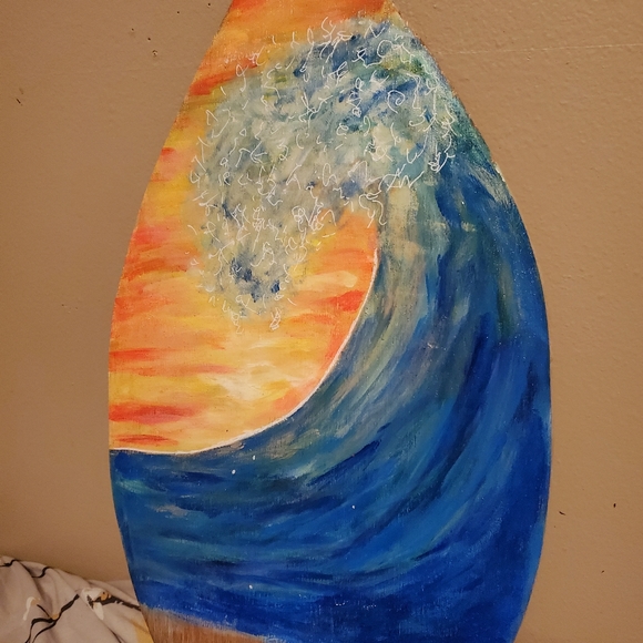 Surfboard art 24 inches with wave